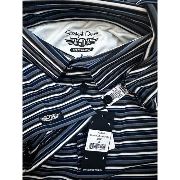Straight Down|Reese Stripe‎ Polo|Blue/Grey/White|NWT|SZ S - Picture 5 of 6